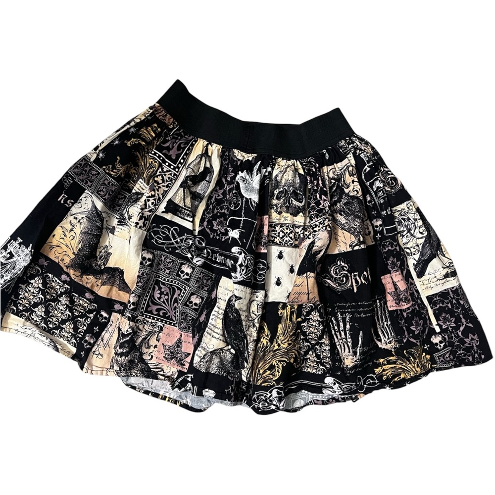Edgar Allen Poe Gothic Print Pleated Skirt